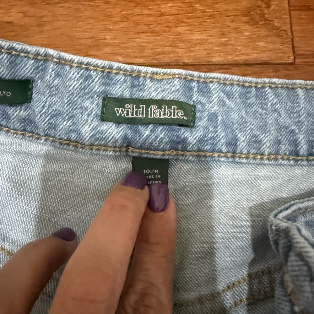 Women’s Wild Fable / Target Silver Metallic High Rise Wide Leg Baggy Jean, 10